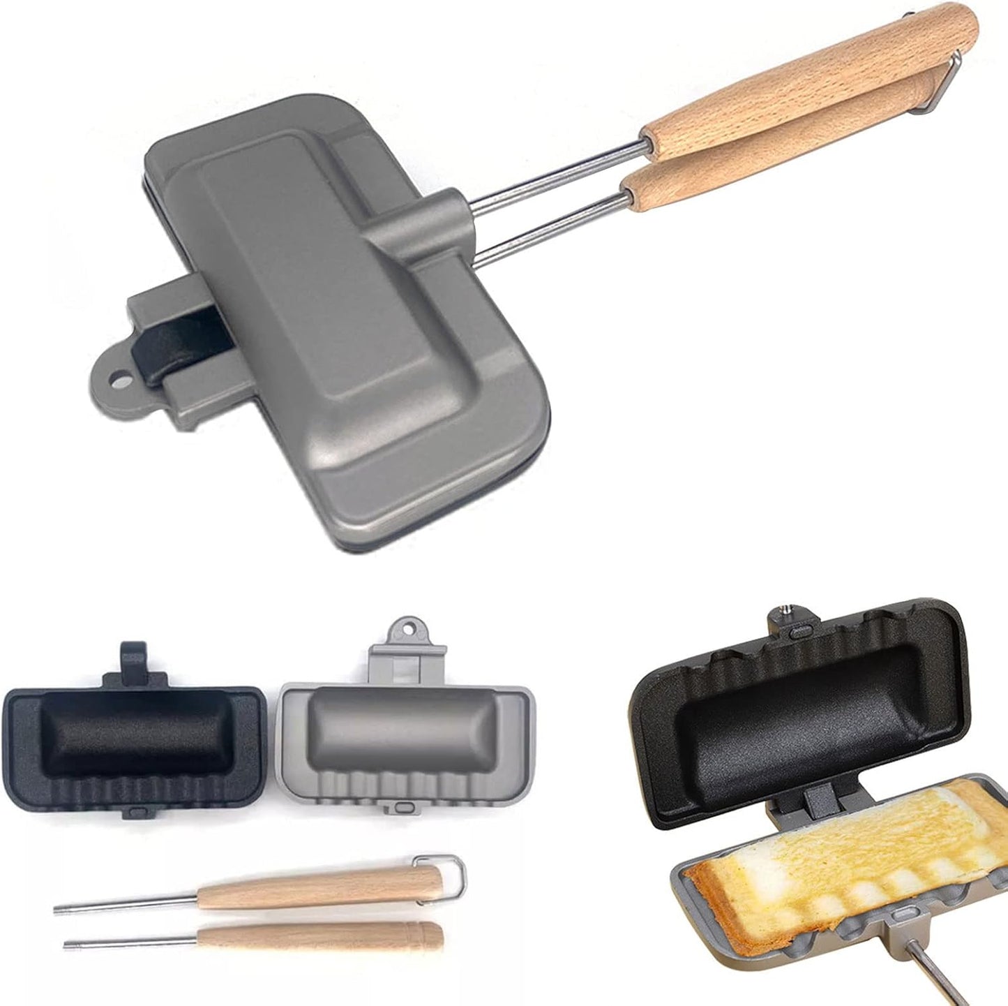 مقلاة ساندويتش غير لاصقة – صانعة إفطار مزدوجة الجوانب