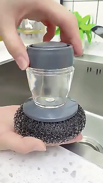 Liquid Adding Pot Washing Brush – 2-in-1 Soap Dispenser Cleaning Tool